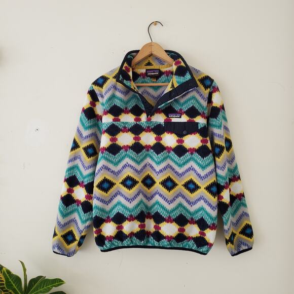 Patagonia Synchilla Snap-T Fleece Pullover Teal Timber Twist Navy Blue - Picture 1 of 6